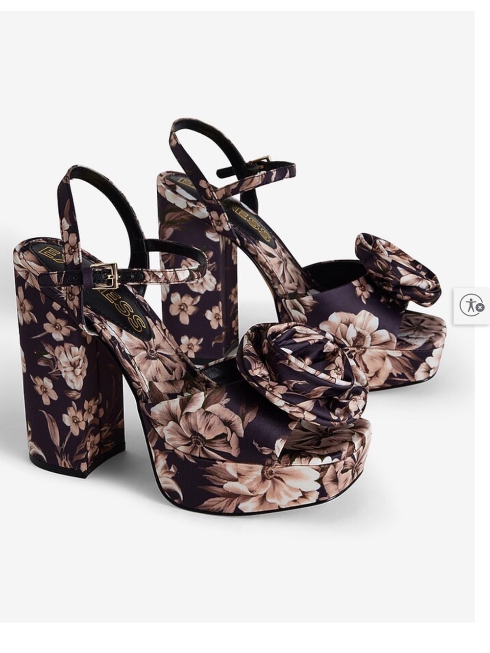 Floral Rose Strap Platform Heeled Sandals Size 8